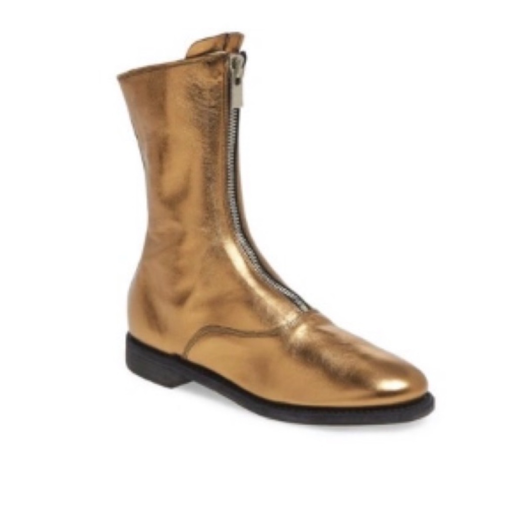 37.5 🔖 GUIDI Women 310 Front Zip Military Boots Metallic Copper Atelier $1380